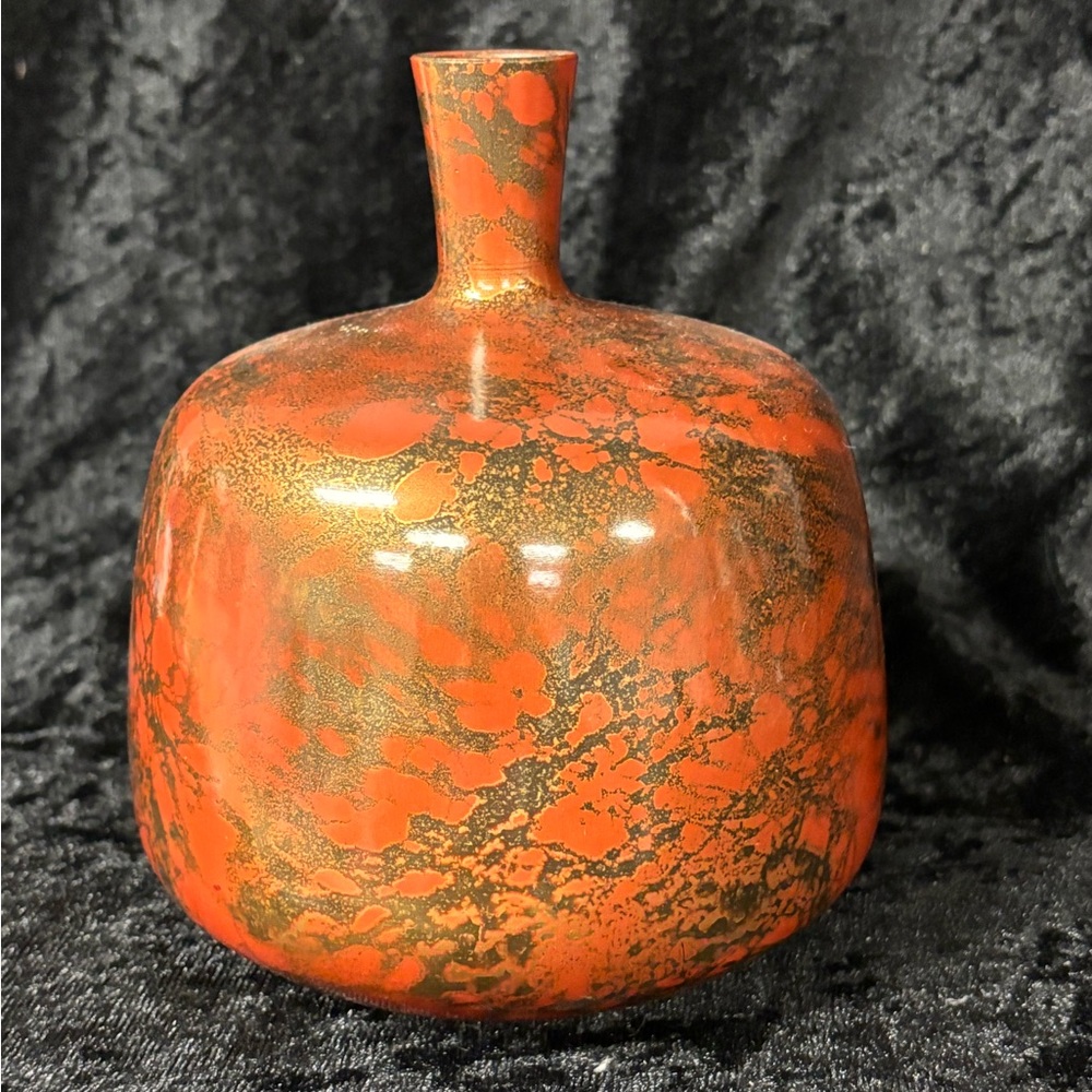 Vintage Japanese Bronze/Copper Orange Decorative Vase